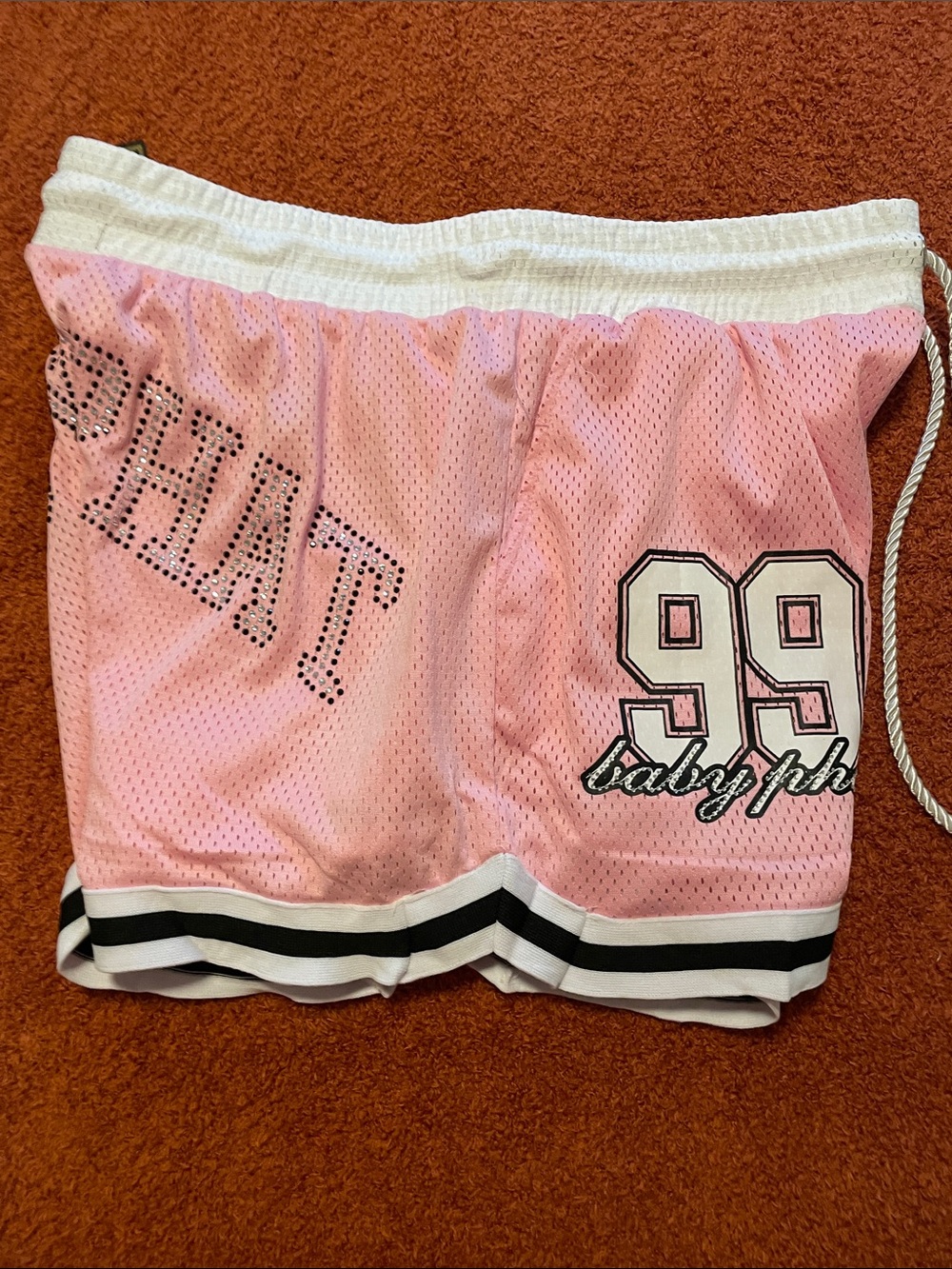 Baby Phat Pink Mesh Athletic Shorts with Black & White Trim - Picture 5 of 6